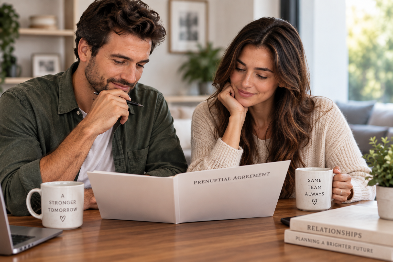Couple signing a prenup